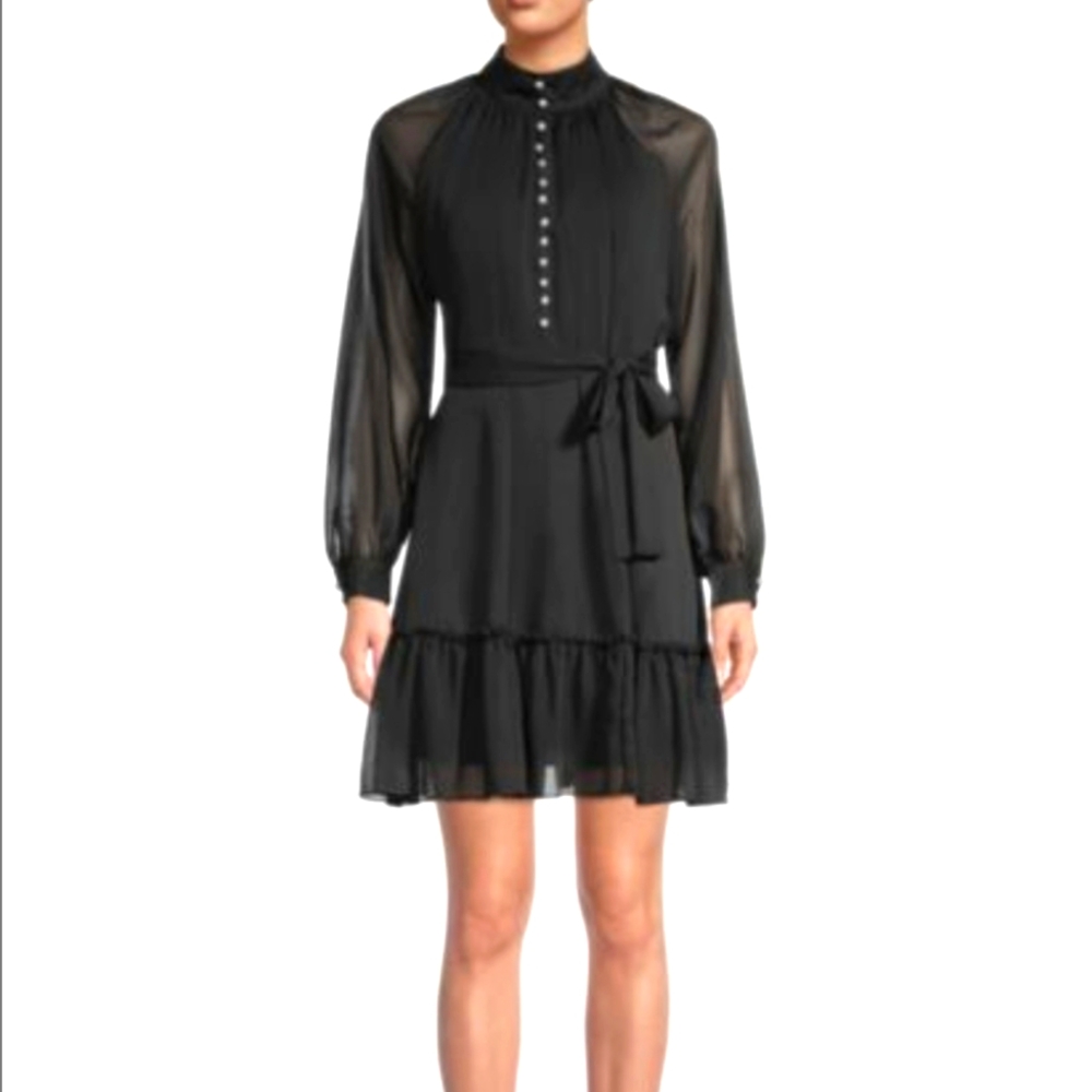 Stellah Tie-Front Dress Nwt Black Goth Sz L